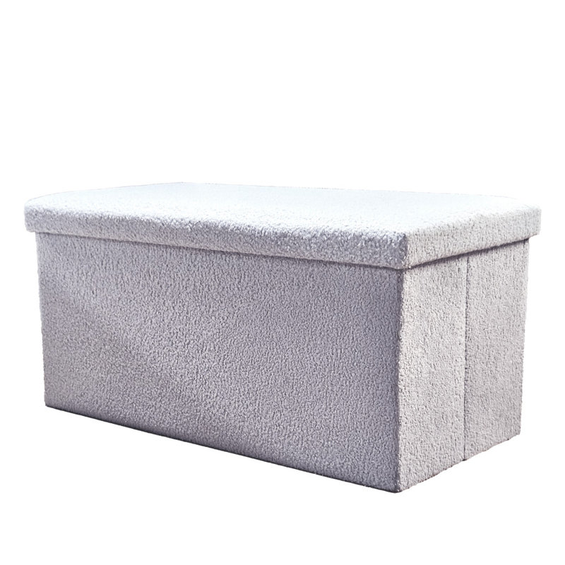 30" Gray Boucle Storage Ottoman