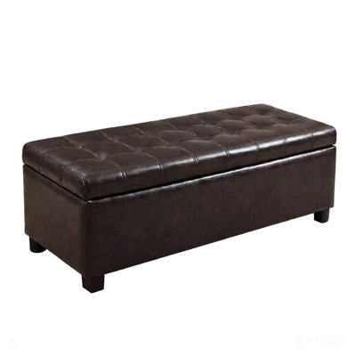 Storage Ottoman, Storage Bench, Tufted Entryway Bedroom Bench, 49.75Inches, Hinges Easy Lid Operation, Wooden Legs, Polyester Fabric, Loads 300 Lb