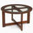 Solid Wood Glass Top Round Table Set, Coffee Table With 4 Stools