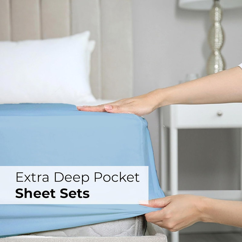 Light Blue Full Size Microfiber Deep Pocket Sheet Set