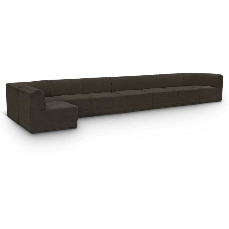 Canapé modulaire rembourré 8 pièces Ollie, Tissu brun bouclé