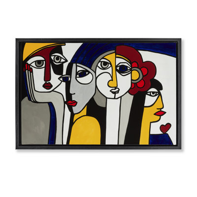 Primary Hues Faces Portrait Floating Frame, design by Ruth Fromstein