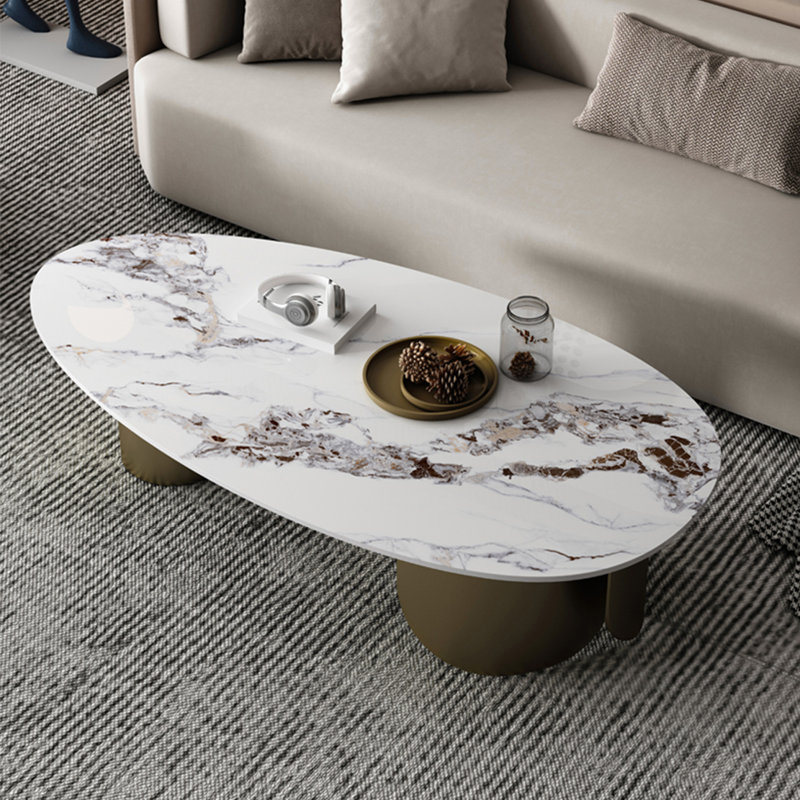 Table basse simple et irrégulière, H 15,7 po x L 53,1 po x l 27,6 po, Blanc