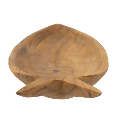 23.6X6.3X2" Teak Wood Decorative Plate With Carrot Shape Natural