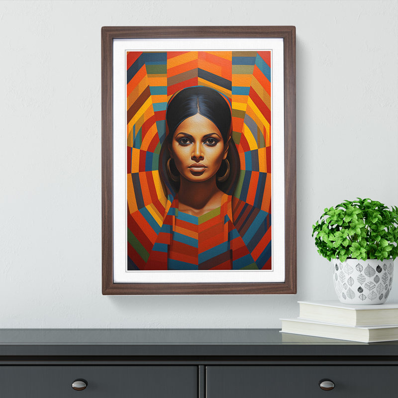 Indian Woman Op - Framed Print, Walnut Framed, 64cm H x 46cm W x 2cm D