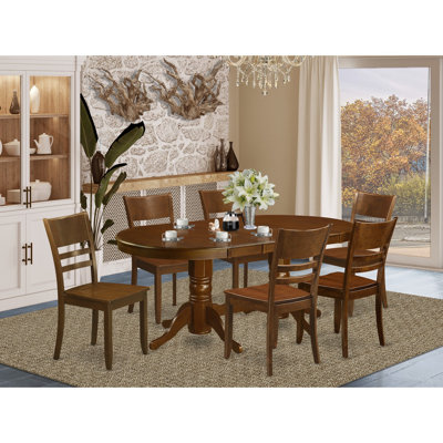 7 Piece Dining Set Consist of an Oval Dining Table with Butterfly Leaf and 6 Kitchen Chairs, Espresso