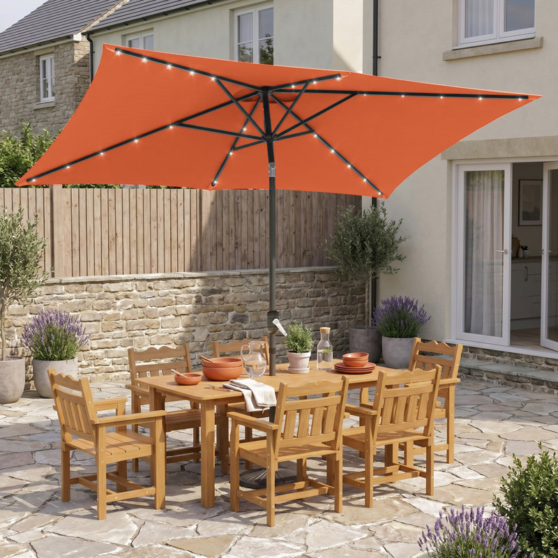 Parasol de marché rectangulaire 10 'x 6,5' avec manivelle, Orange