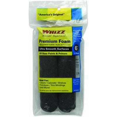 Whizz 54064 6" Black Premium Foam Mini Roller 2Pk
