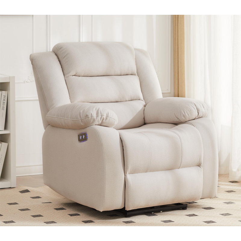 Fauteuil inclinable électrique rembourré, Microfibre beige