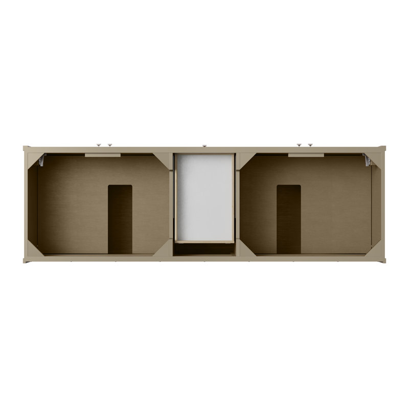 Chicago 72"W Double Vanity W/ Freepower Wireless Charger, Walnut Whisper, Parisien Bleu