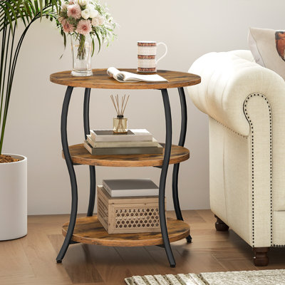 23.4'' Tall Round End Table with Shelves