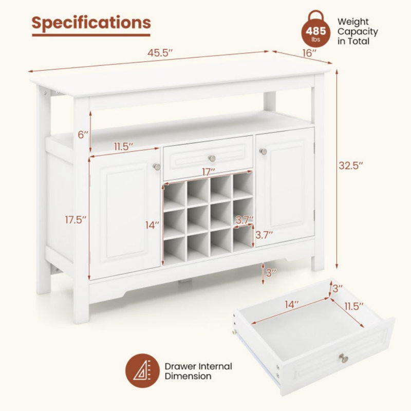 Buffet Buffet avec porte-bouteilles amovible