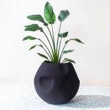 Handmade Gaia Sphere Metal Planter In Mocha Charcoal With Drainage