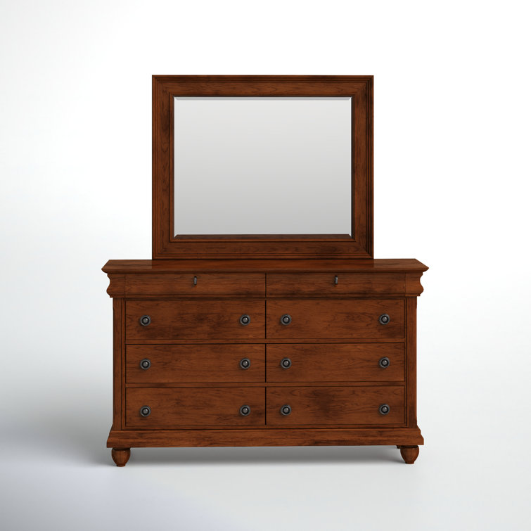 Lenny Solid Wood 64'' W 8 - Drawer Dresser with Mirror