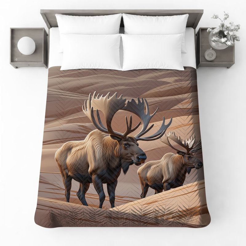 Couvre-lit orignal Two Majestic Moose Bedding, Double