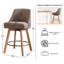 Ensemble de tabourets de bar à hauteur de comptoir de style Mid-Century moderne de 3 360 ° avec pieds en bois massif, chaises pour îlot avec dossier enveloppant, tissu de confort en lin gris-1494734532-1494734534