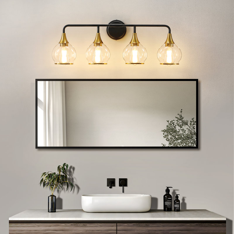 Éclairage de meuble-lavabo à intensité variable Lupe, Noir et or, 4, Clair