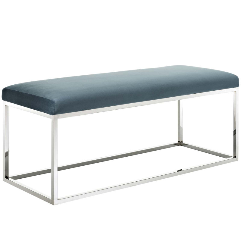 Teal Velvet Bedroom Bench with Gold Base