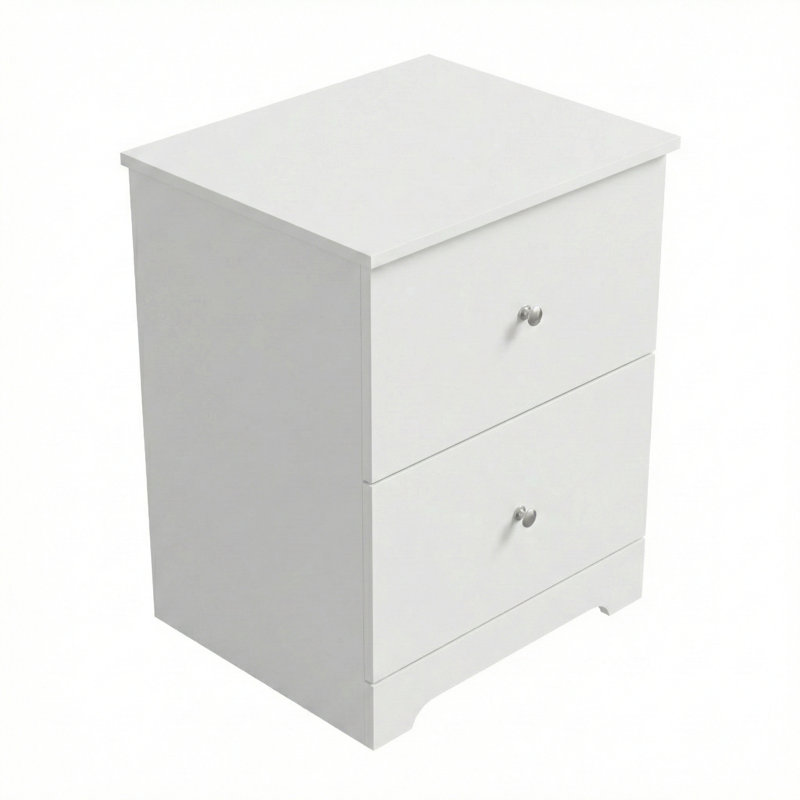 Table de chevet 2 tiroirs Darin, Blanc, Individuel