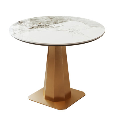 Table de salle à manger ronde blanche à pied central de 90 cm (35,43 po)