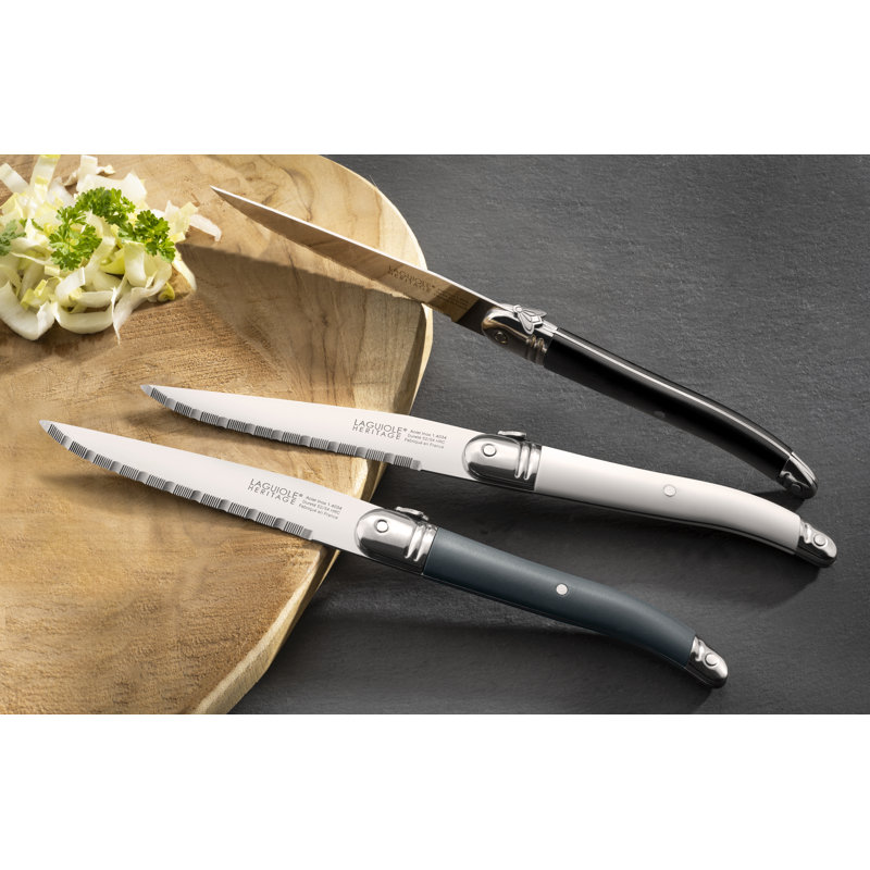 Laguiole Heritage 6 Pce Steak Knife Set, White, Plastic