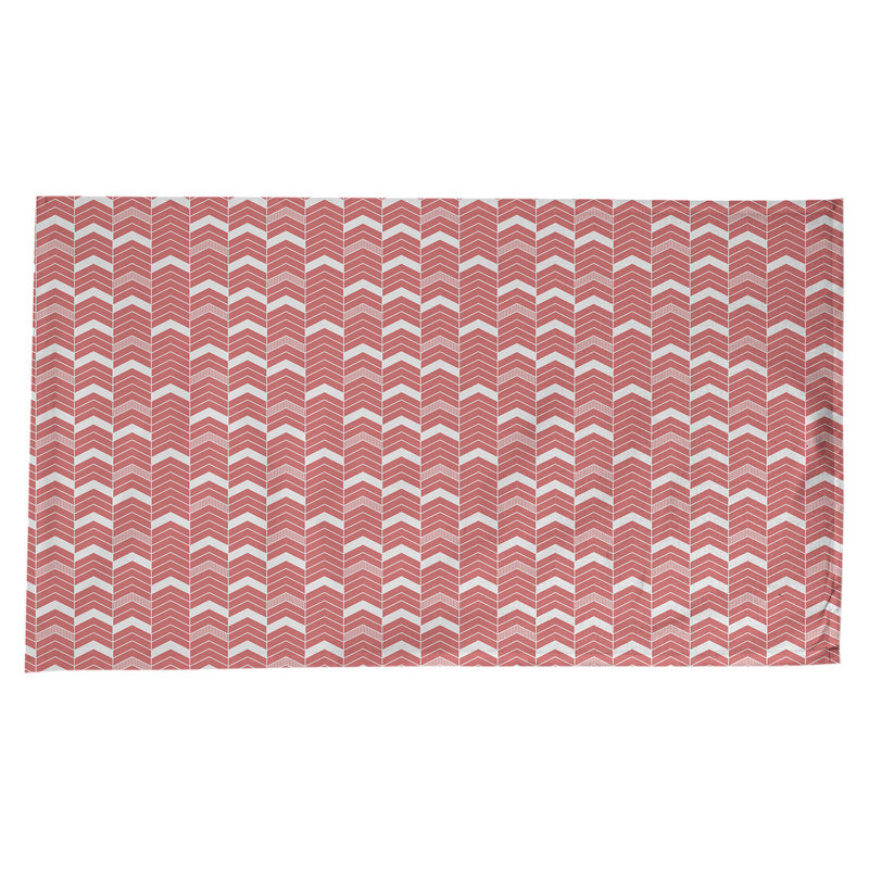 Nappe à chevrons à traits Stephenie, Rouge / pêche / blanc