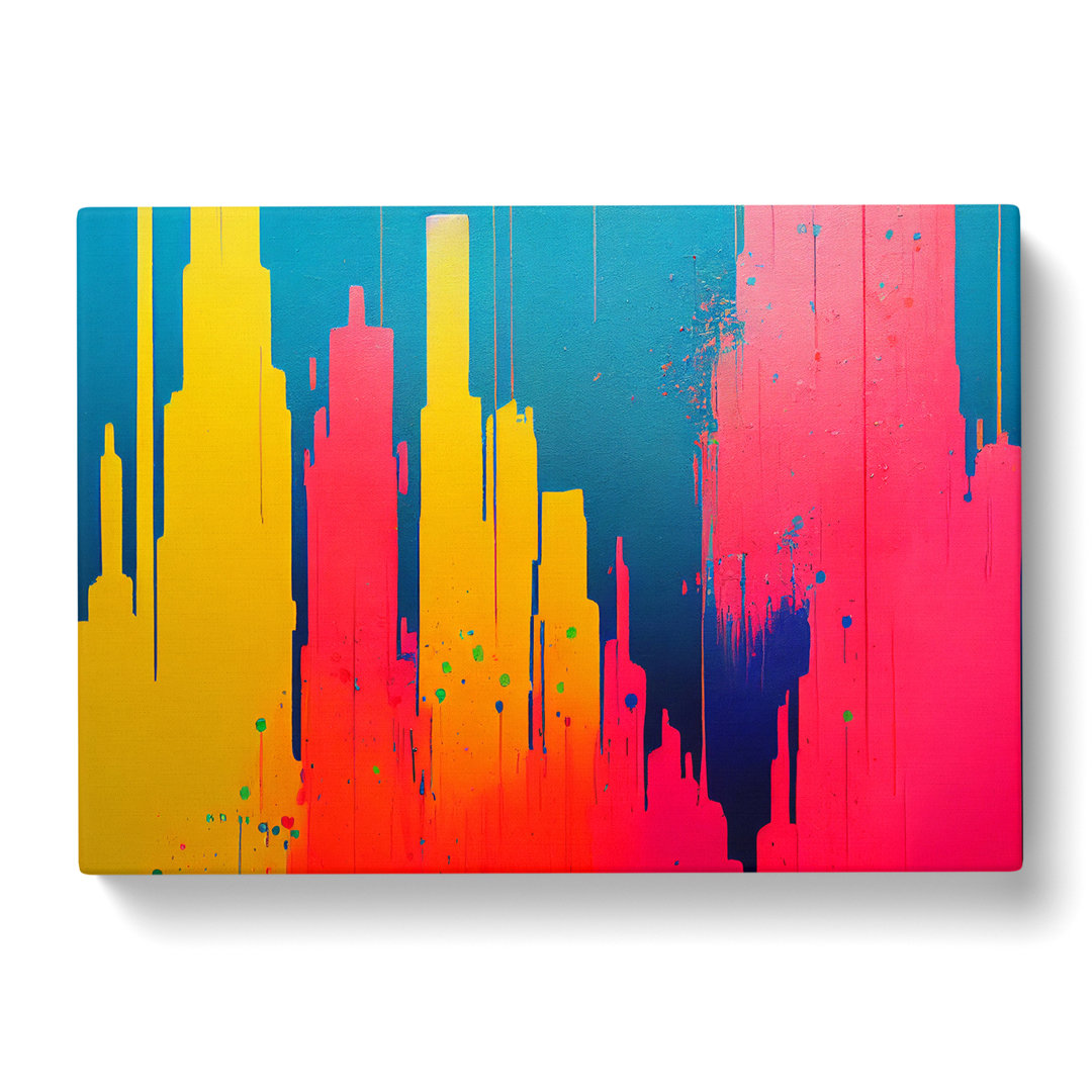 Lush Skyscraper Skyline Abstract - Wrapped Canvas