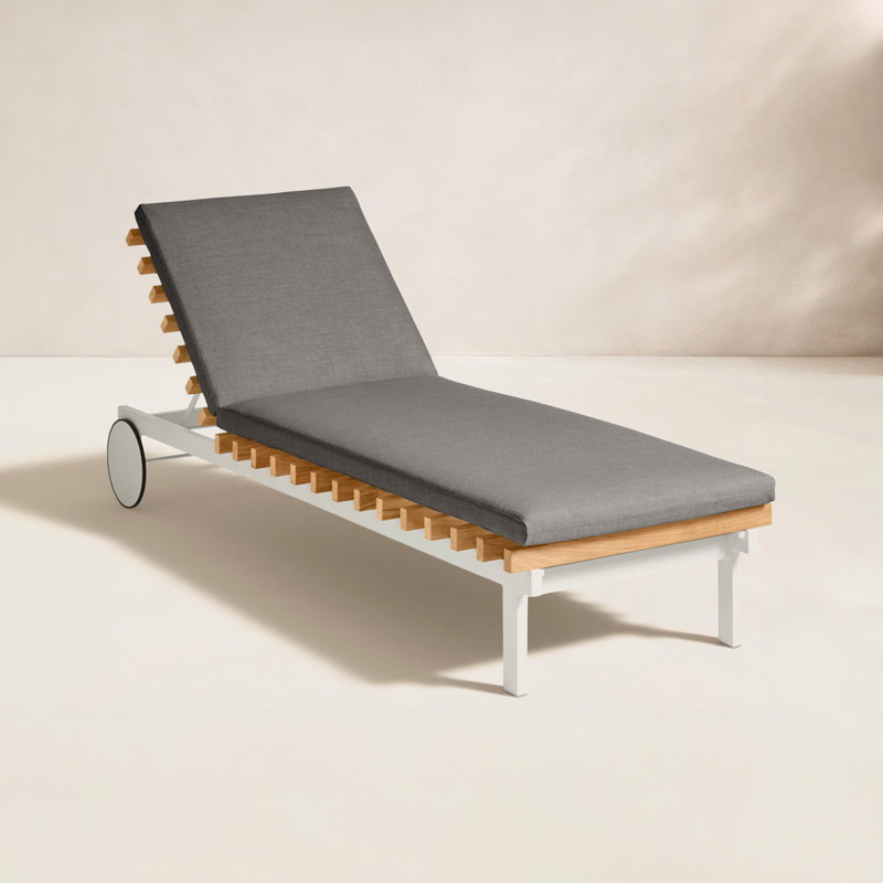 Perch Outdoor Teak Chaise Lounge, Toohey Charcoal, White