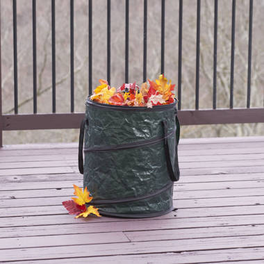 Gardenised QI004031 Green Garden Leaf Collector Caddy Tool Bag Holder with Hand Scoop Collapsible Trash Can