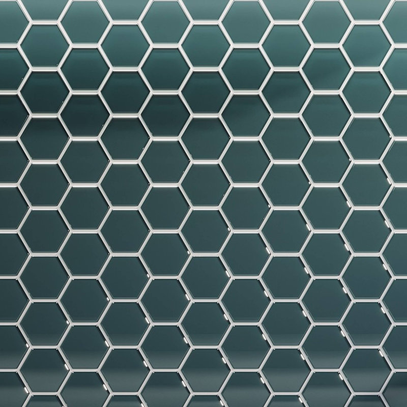 3" Beehive 10.25in.x11.75in. Glass Mosaic Tile, Marine Gloss