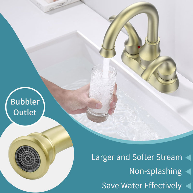 Centerset 2-handle Bathroom Faucet with Drain Assembly, Brushed Gold