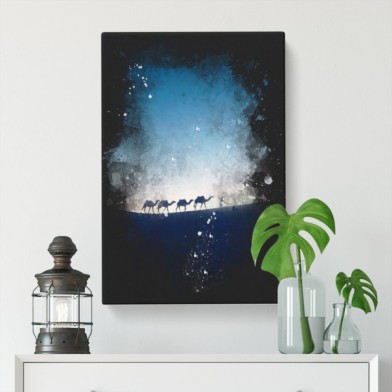 Camels Trekking In Morocco - Wrapped Canvas Painting, 91cm H x 60cm W x 3cm D