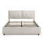 Grand lit plateforme tapissier hydraulique avec tête de lit intégrée, tissu chenille, beige