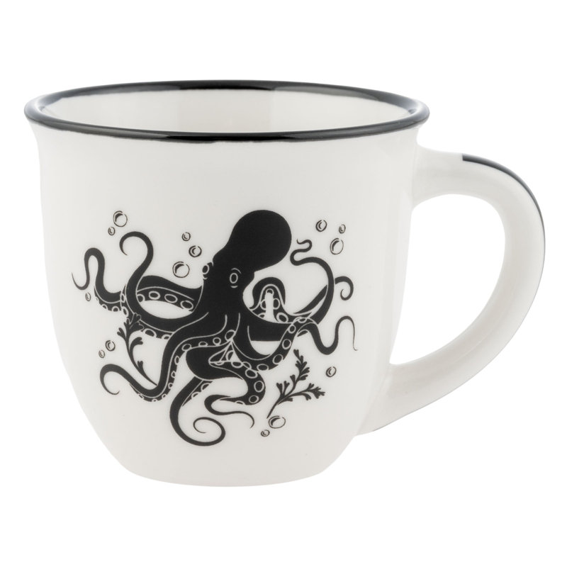 BOHO B&W ESPRESSO MUG  OCTOPUS