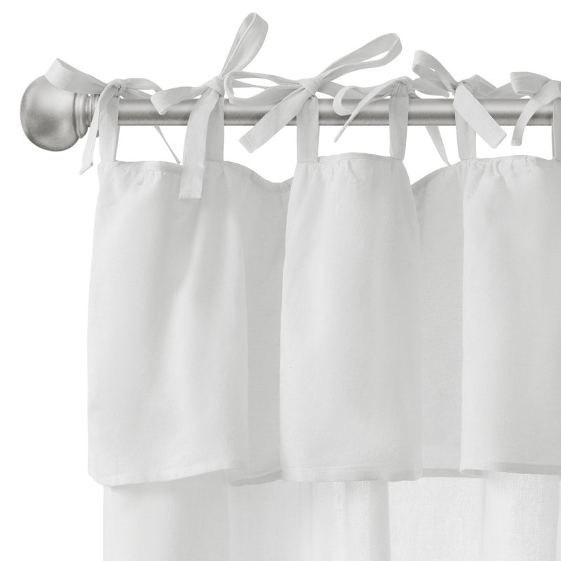 Paire de rideaux à nouettes en coton recyclé, Blanc, L 52 po x L 96 po