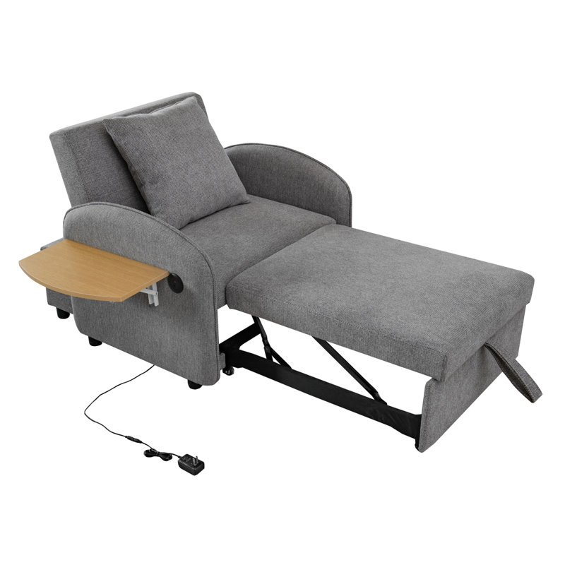 Fauteuil-lit convertible simple, canapé-lit coulissant 3 en 1 avec carte d'ordinateur et ports USB. Il peut être utilisé à la fois pour le travail et pour la détente dans divers cas de figure (gris)