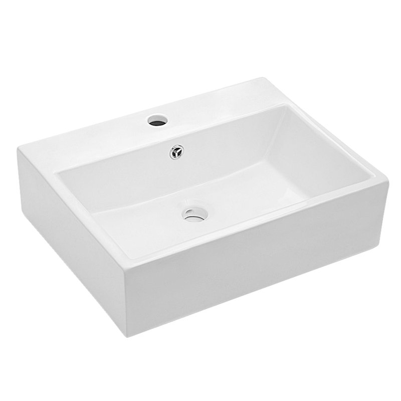 21" x 16'' Bathroom Vessel Sink Above Counter Sink Bathroom White Ceramic Sink with Overflow
