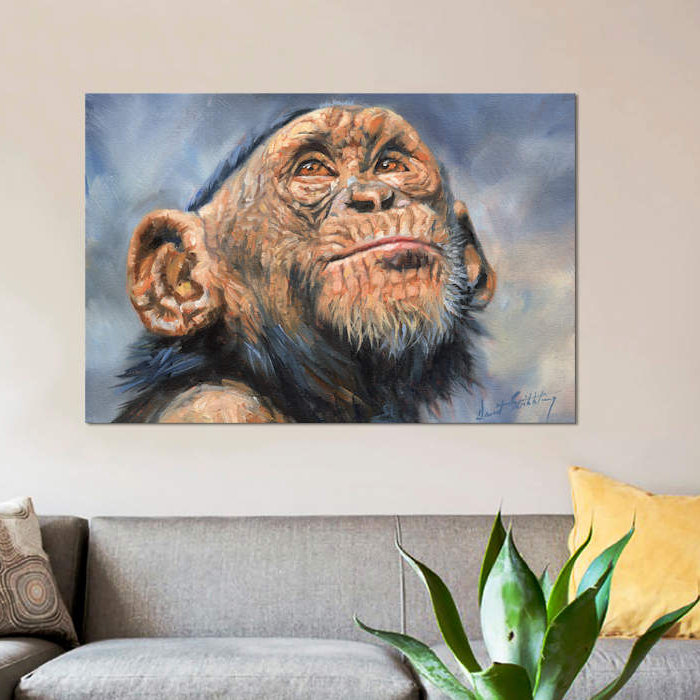 « chimp », impression sur toile, H 8 po x l 12 po x P 0,75 po, Pas de tapis, Toile tendue