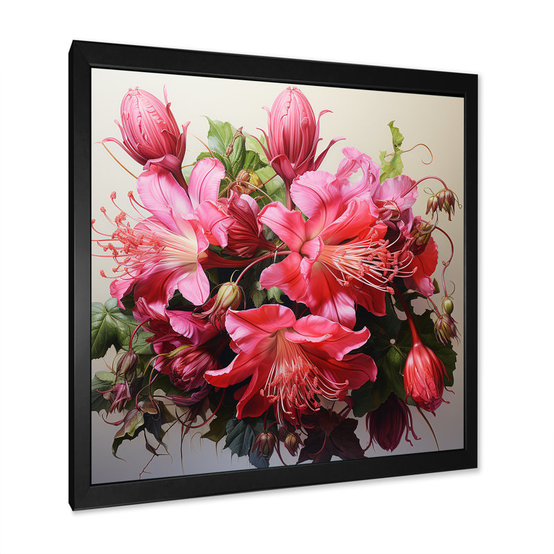 Fuchsia rétro rose, art mural Fuschia, Cadre simple noir, H 30 po x l 30 po x P 1,5 po