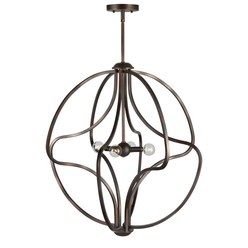 Adah 4 - Light Dimmable Geometric Chandelier, Antique Bronze