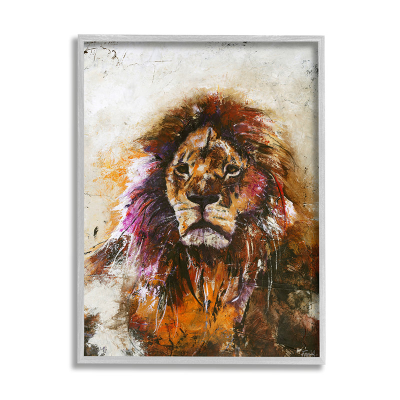 Abstrait crinière de lion sur fond brun clair vieilli par Design Fabrikken - impression d'art graphique