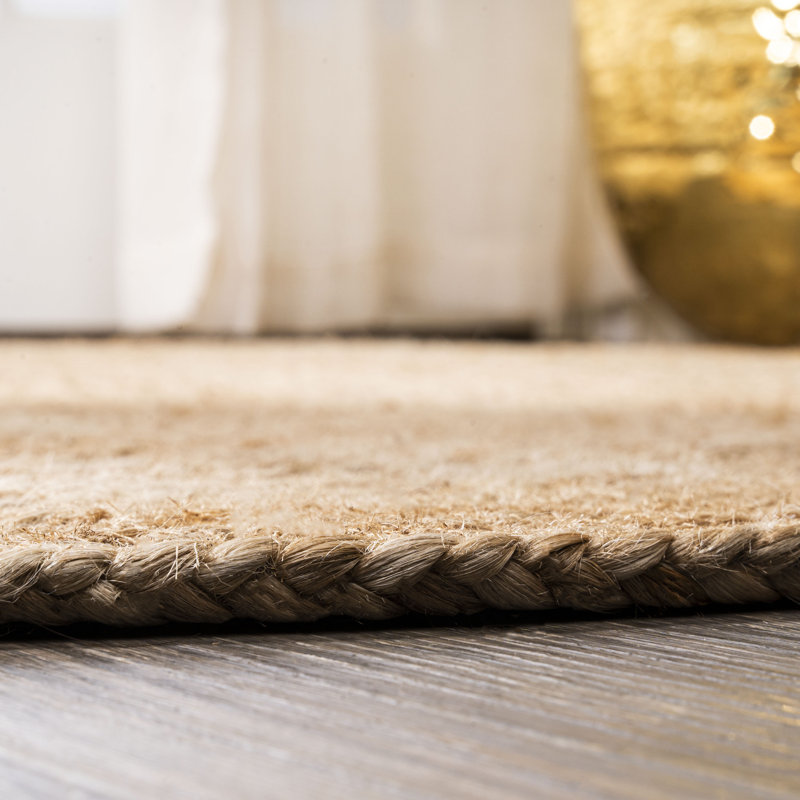 Tapis rond rond en jute tressé naturel Ammerman, Rond 5 pi
