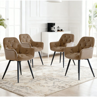Runkle Upholstered Velvet Dining Chair with Arm