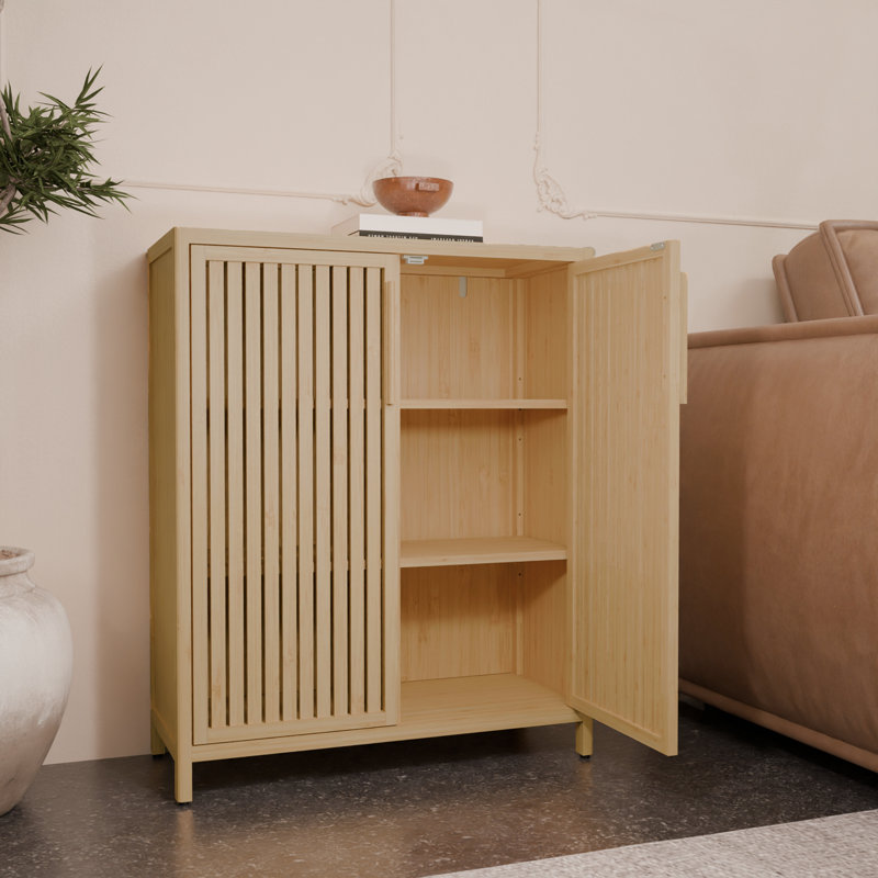 Armoire de rangement multi-scène à grande capacité avec fabrication en bambou durable et tablettes polyvalentes pour l'organisation à la maison