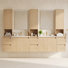 Meuble-lavabo double 84 po avec armoire supérieure, lavabo en céramique et conception sans poignée 84 po