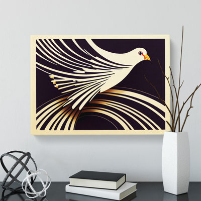 Art Deco Dove Bird Abstract - Wrapped Canvas Print
