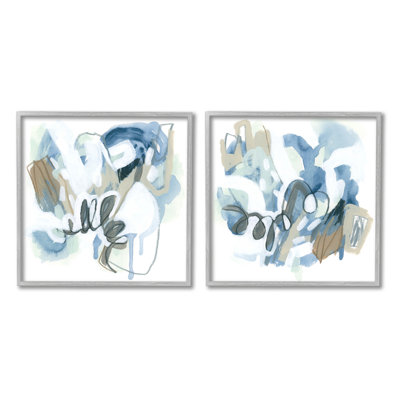 «Abstract Abstract Nautical Squiggles» par June Erica Vess - Ensemble de 2 peintures sur bois