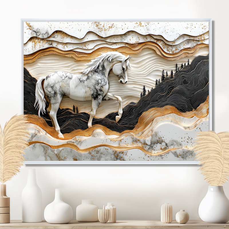 Marjanas - Animals Wall Art, H 12 po x l 20 po, Cadre flottant imprimé sans passe-partout, Blanc