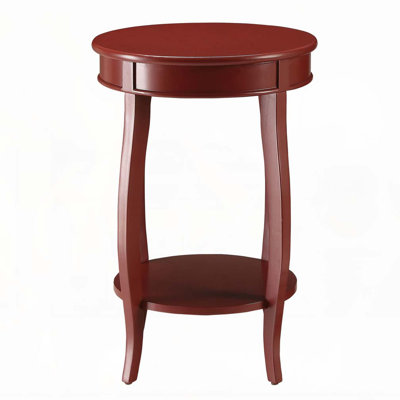 Table d'appoint ronde rouge avec tablette inférieure