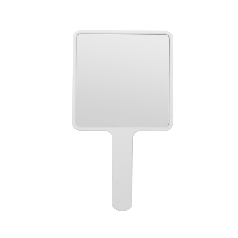 Iryana Slayssentials Square Hand Mirror with Sold Frame, Single Sided Makeup Mirror, Large Grip Handle, White